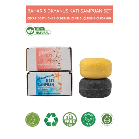 Katı Şampuan İkili Set- BAHAR Katı şampuan & Okyanus Katı Şampuan
